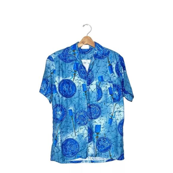 Vintage M Medium Go Barefoot in Paradise Hawaiian Shirt King Of Hawaii Kalakaua - Picture 11 of 16